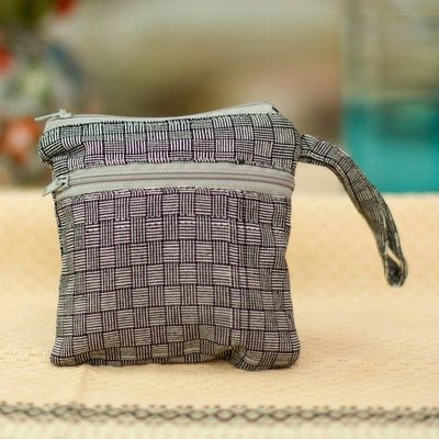 Main image for Black and White Basket Weave Patterned Cotton Coin Purse Frugal Weave