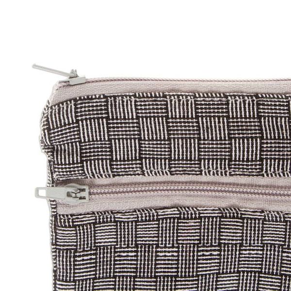 Alternate image for Black and White Basket Weave Patterned Cotton Coin Purse Frugal Weave