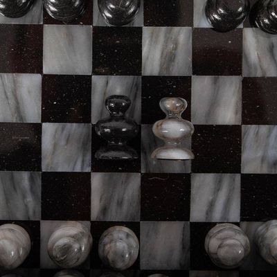 Alternate image for Marble Chess Set in Black and Grey from Mexico 7.5 in. Black and Grey Challenge