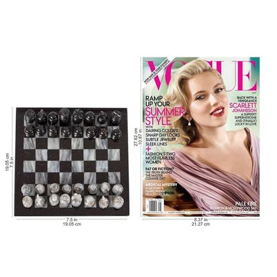 Alternate image for Marble Chess Set in Black and Grey from Mexico 7.5 in. Black and Grey Challenge