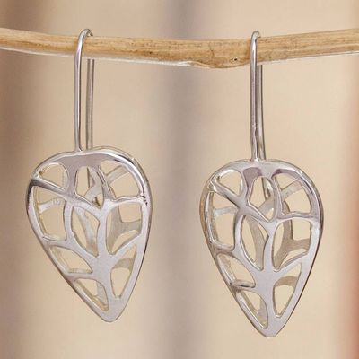 Alternate image for Handcrafted Sterling Silver Drop Earrings First Leaf