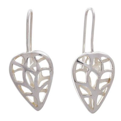 Alternate image for Handcrafted Sterling Silver Drop Earrings First Leaf