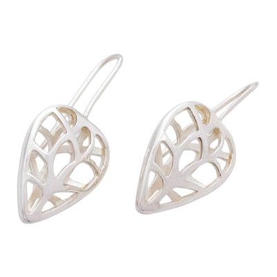Alternate image for Handcrafted Sterling Silver Drop Earrings First Leaf