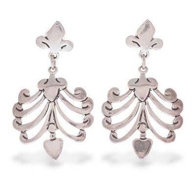 Alternate image for Romantic Mexican Sterling Silver Heart Earrings Fluttering Hearts