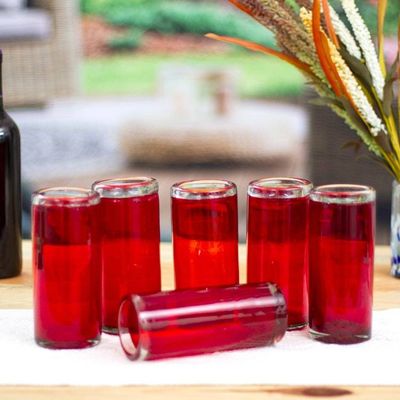 Alternate image for Red Hand Blown Mexican Highball Glasses Set of 6 Festive Ruby