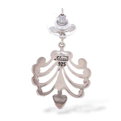 Alternate image for Romantic Mexican Sterling Silver Heart Earrings Fluttering Hearts