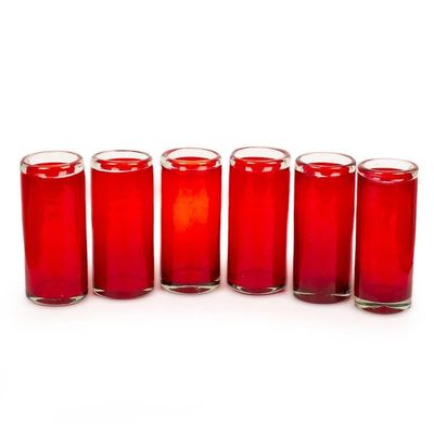 Alternate image for Red Hand Blown Mexican Highball Glasses Set of 6 Festive Ruby