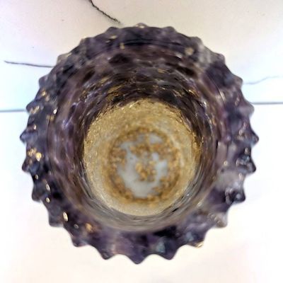 Alternate image for Amethyst and Gold Leaf Vase, Gemstone Vase, Bathroom Decor, Home Decor, Housewarming Gift, Gift for Her, Gift for Mom, Glam Purple Vase