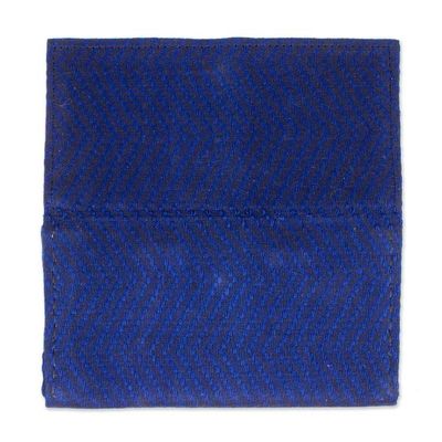 Alternate image for Blue Handwoven Cotton Clutch with Bright Orange Interior Modern Moves