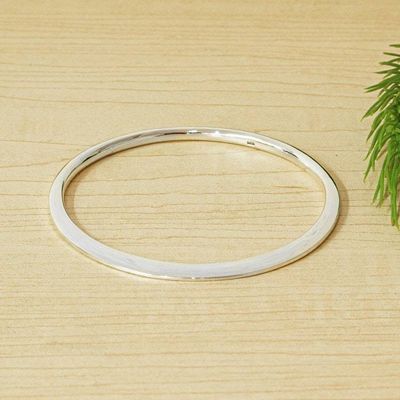 Alternate image for Contemporary Sterling Silver Ellipse Bangle from Taxco Polished Ellipse