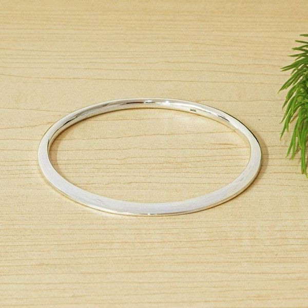 Alternate image for Contemporary Sterling Silver Ellipse Bangle from Taxco Polished Ellipse