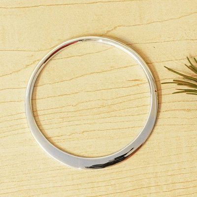 Alternate image for Contemporary Sterling Silver Ellipse Bangle from Taxco Polished Ellipse