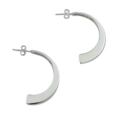 Alternate image for Taxco 950 Sterling Silver Half-Hoop Earrings from Mexico Drops of Life