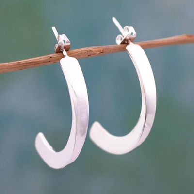 Alternate image for Taxco 950 Sterling Silver Half-Hoop Earrings from Mexico Drops of Life
