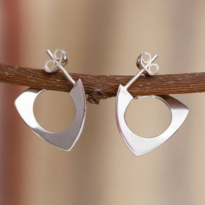 Alternate image for Contemporary Sterling Silver Half-Hoop Earrings Modern Art