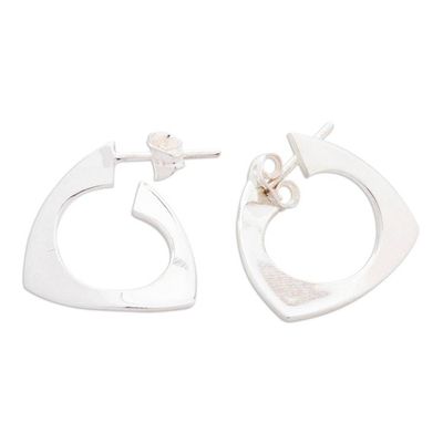 Alternate image for Contemporary Sterling Silver Half-Hoop Earrings Modern Art