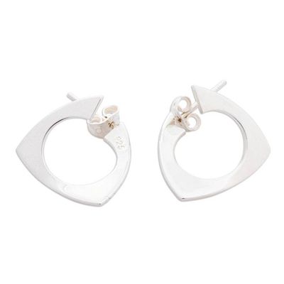 Alternate image for Contemporary Sterling Silver Half-Hoop Earrings Modern Art