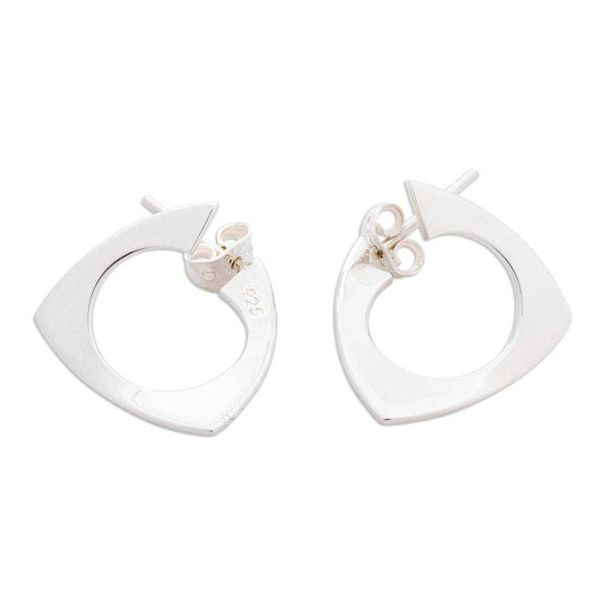 Alternate image for Contemporary Sterling Silver Half-Hoop Earrings Modern Art