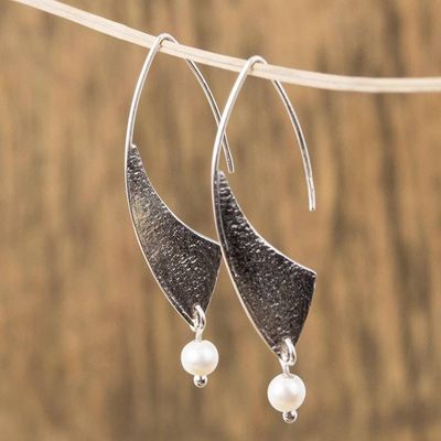 Primary image for Modern Cultured Pearl Dangle Earrings from Mexico Textured Grace