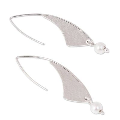 Alternate image for Modern Cultured Pearl Dangle Earrings from Mexico Textured Grace
