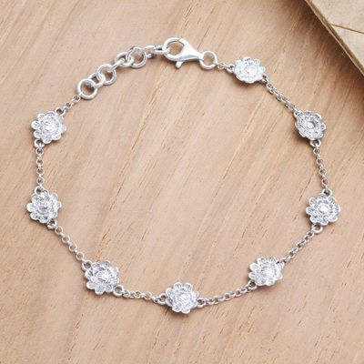 Primary image for Sterling Silver Floral-Motif Station Bracelet Fun and Flirty