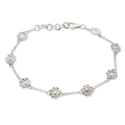 Alternate image for Sterling Silver Floral-Motif Station Bracelet Fun and Flirty