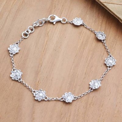 Alternate image for Sterling Silver Floral-Motif Station Bracelet Fun and Flirty