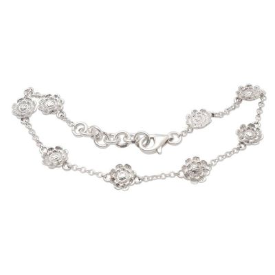 Alternate image for Sterling Silver Floral-Motif Station Bracelet Fun and Flirty