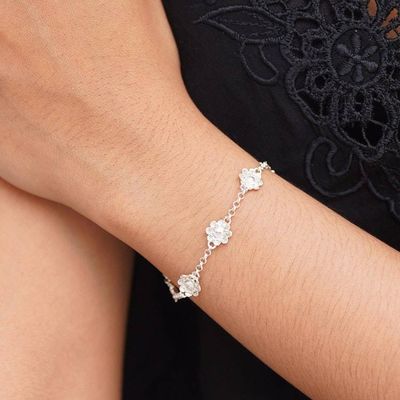Alternate image for Sterling Silver Floral-Motif Station Bracelet Fun and Flirty