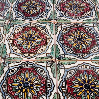 Alternate image for Multicolored Ceramic Decorative Tiles Set of 12 Puebla Mandala