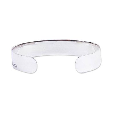 Alternate image for Buddha Thoughts Sterling Silver Cuff Bracelet from Taxco Buddhas Advice