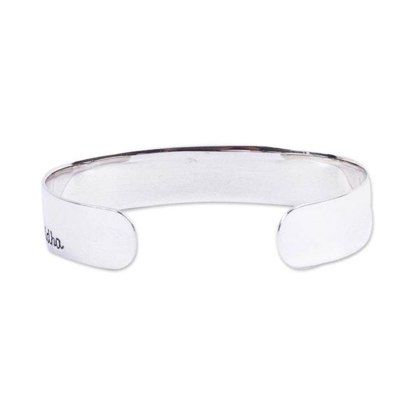 Alternate image for Buddha Thoughts Sterling Silver Cuff Bracelet from Taxco Buddhas Advice