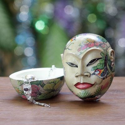 Alternate image for Artisan Crafted Hindu Theme Decorative Box from Bali Portrait of Sugriwa