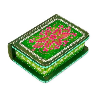 Alternate image for Hand-Painted Green Floral Wood Decorative Box from Mexico Tricky Green Book