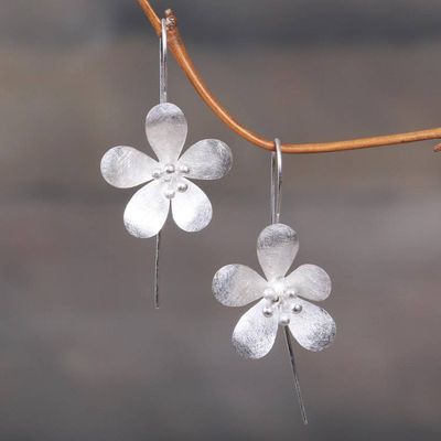 Alternate image for Artisan Crafted Floral Sterling Silver Drop Earrings Petal Radiance