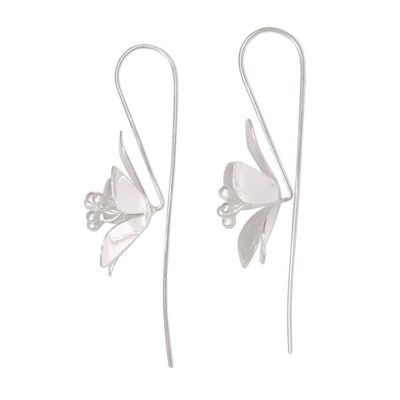 Alternate image for Artisan Crafted Floral Sterling Silver Drop Earrings Petal Radiance