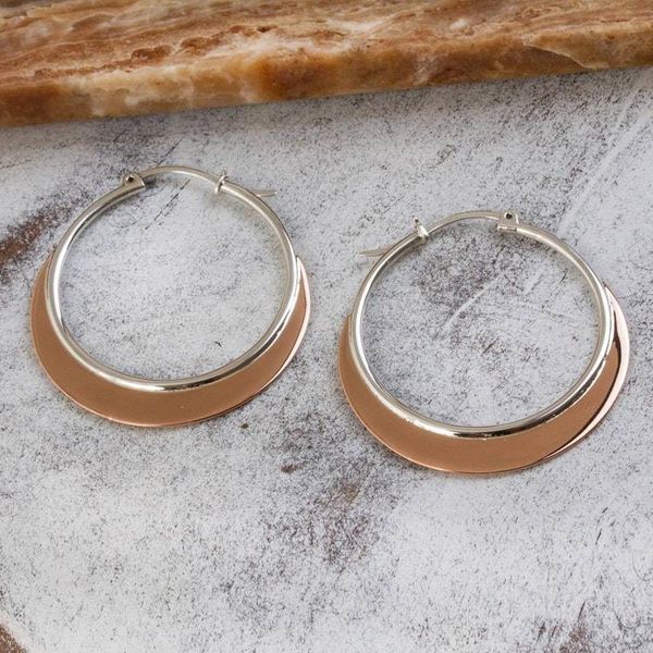 Alternate image for Copper Plated Sterling Silver Hoop Earrings from Mexico Copper Light
