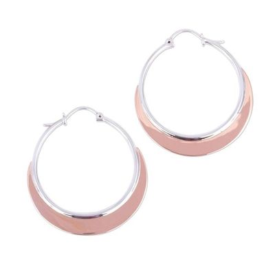 Alternate image for Copper Plated Sterling Silver Hoop Earrings from Mexico Copper Light