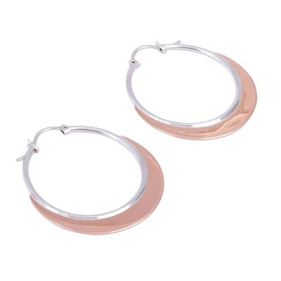 Alternate image for Copper Plated Sterling Silver Hoop Earrings from Mexico Copper Light