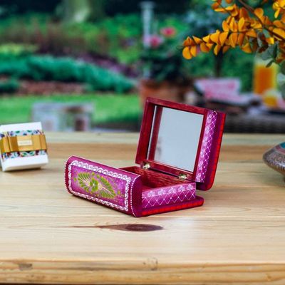 Alternate image for Hand-Painted Pink Floral Wood Decorative Box from Mexico Tricky Pink Book
