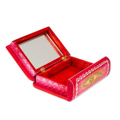 Alternate image for Hand-Painted Pink Floral Wood Decorative Box from Mexico Tricky Pink Book
