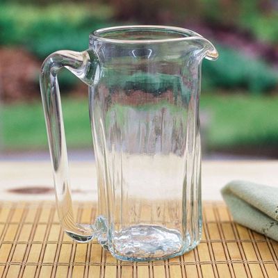 Alternate image for Hand Blown Eco-Friendly Recycled Glass Pitcher from Mexico Garden Relaxation