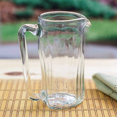 Alternate image for Hand Blown Eco-Friendly Recycled Glass Pitcher from Mexico Garden Relaxation