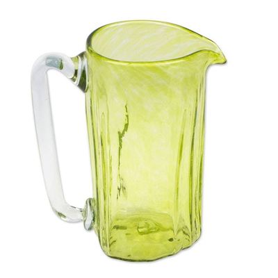 Alternate image for Hand Blown Eco-Friendly Recycled Glass Pitcher in Green Garden Relaxation in Lemon