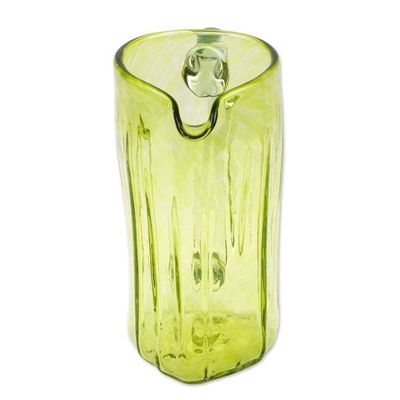 Alternate image for Hand Blown Eco-Friendly Recycled Glass Pitcher in Green Garden Relaxation in Lemon