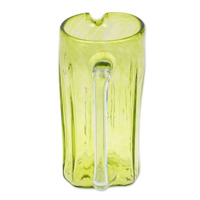Alternate image for Hand Blown Eco-Friendly Recycled Glass Pitcher in Green Garden Relaxation in Lemon