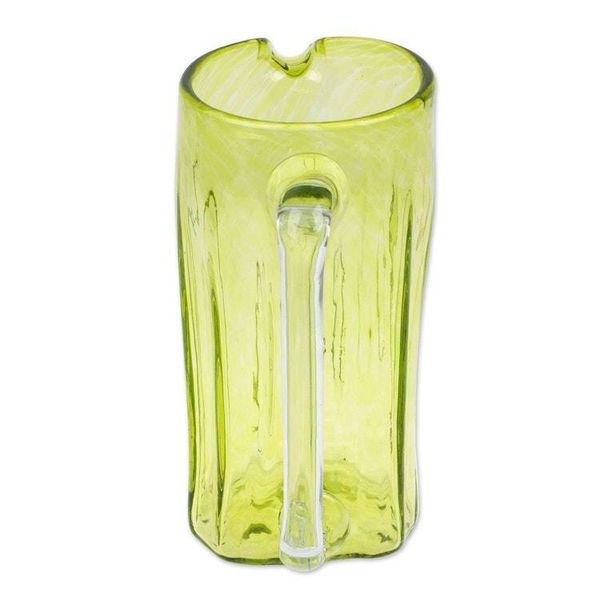 Alternate image for Hand Blown Eco-Friendly Recycled Glass Pitcher in Green Garden Relaxation in Lemon