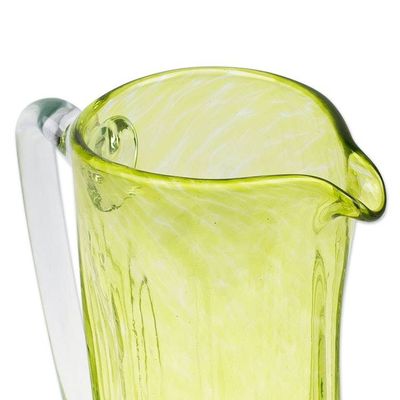Alternate image for Hand Blown Eco-Friendly Recycled Glass Pitcher in Green Garden Relaxation in Lemon