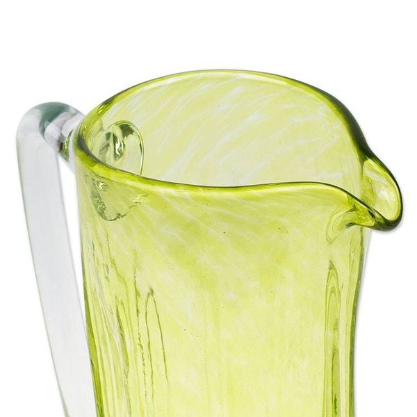 Alternate image for Hand Blown Eco-Friendly Recycled Glass Pitcher in Green Garden Relaxation in Lemon