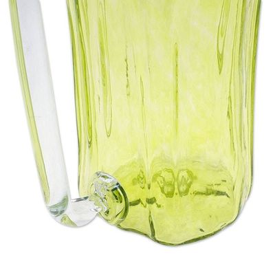 Alternate image for Hand Blown Eco-Friendly Recycled Glass Pitcher in Green Garden Relaxation in Lemon